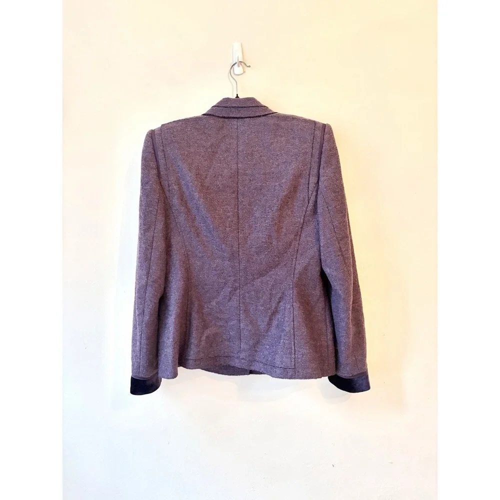 Escada Purple Skirt Suit Blazer Size 42 & 40 Virgin Wool & Crystal Buttons - Picture 9 of 10